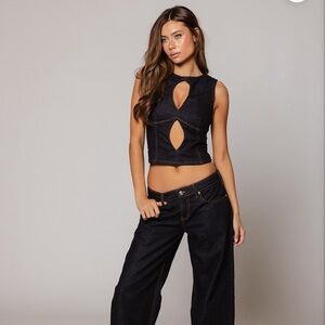REVICE Indigo Baby Top & Wide Leg Jeans